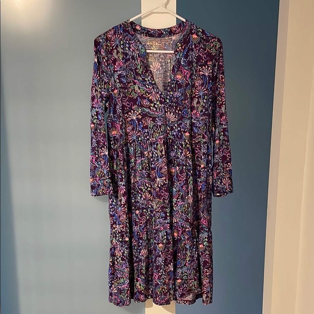 Lilly Pulitzer Purple Pink Long Sleeve Dress